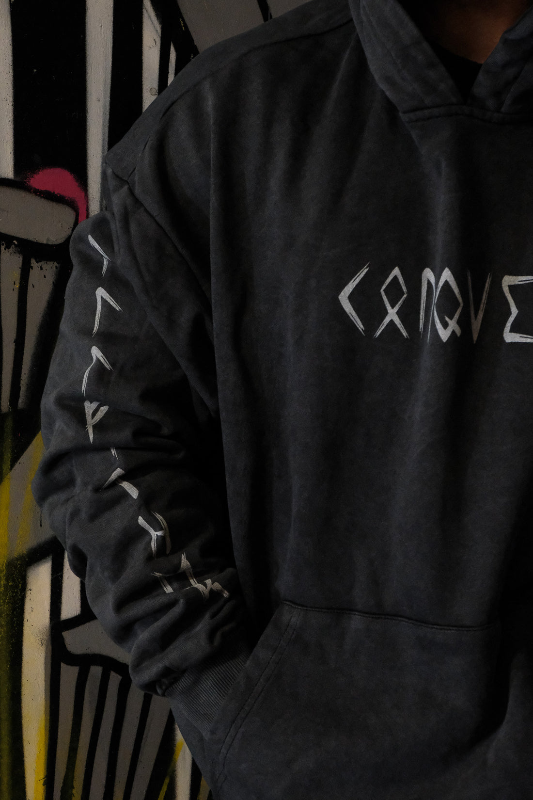 Washed Baggy Runic Hoodie